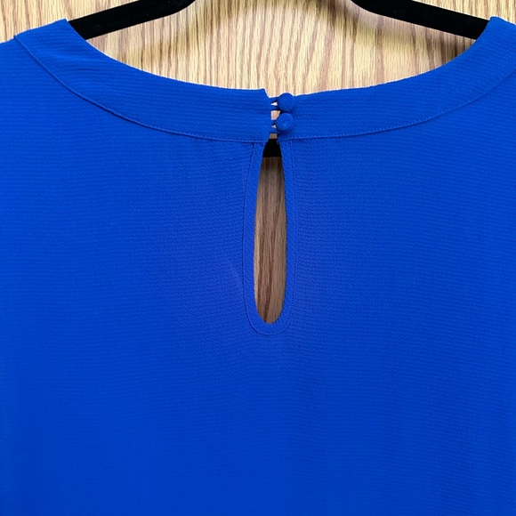 Melissa McCarthy Seven7 blouse high low v-neck sleeveless pin tuck 1X EUC blue - Picture 5 of 6